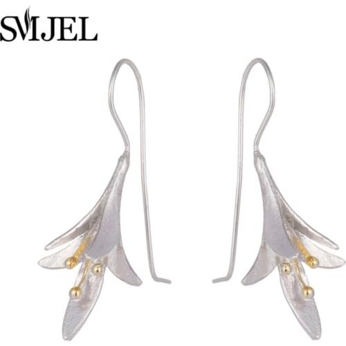 Bohemian Fashion Flower Earrings For Women Silver Color Long Chain Earings Jewelry Wedding Gifts Daisy Lily Shape Earrings Studs