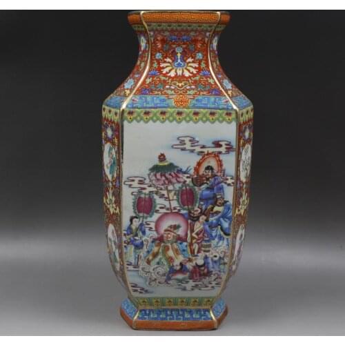 Jingdezhen Antique Enamel Vase Qing Qianlong year mark gold character pattern vase antique porcelain home decoration antiques