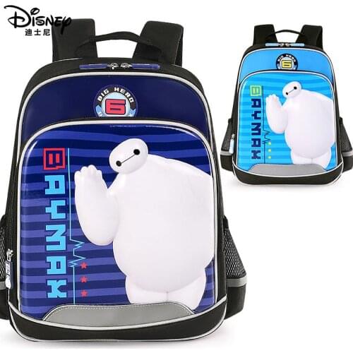 Disney Childrens School Bag 1-3 Grade 6-12 Primary School Students Backpack Big Hero 6 Cute Baymax Pattern Boy Kids Backpack