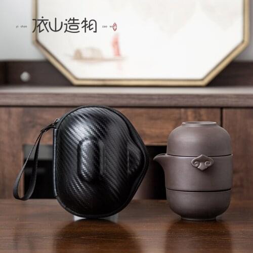 Travel tea set a pot of two cups of kung fu tea sets accessories portable outdoor violet arenaceous travel tea set