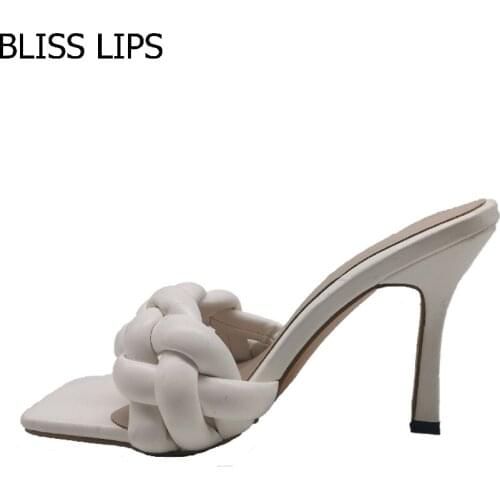 Heel Woman Sandals 2021 Summer Shoes Weave Open Toe Fashion Sandals Women Heels Leather Casual Outside Baech Shoes Large Size