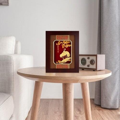 3D Pine Tree Frame Painting 24k Gold foil painting Gold Crane framed picture send parents elders birthday gifts Wall Home decor
