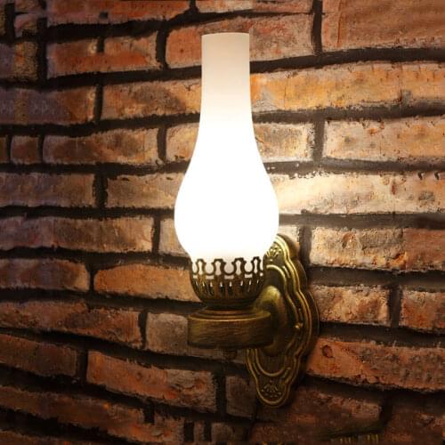 Chinese wall lamp vintage oil wall light bar corridor pub bedroom porch lamp glass retro Cafe dining room iron wall lamp bra
