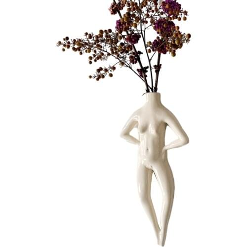 Creative Human Body Shaped Vase Modern Simple Wall-Mounted Resin Crafts for Home living Room Office Decoration C1