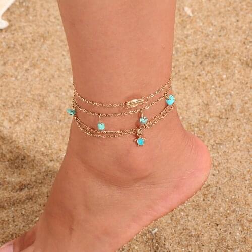 Summer 3pcs/set Heart-shaped Tassel Beads Chain Anklets For Women Beach Foot Jewelry Leg Chain Ankle Bracelets Women Accessories
