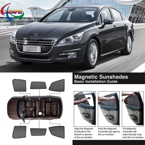 For Peugeot 508 2011-2014 Car Full Side Windows Magnetic Sun Shade UV Protection Ray Blocking Mesh Visor Decoration Accessories