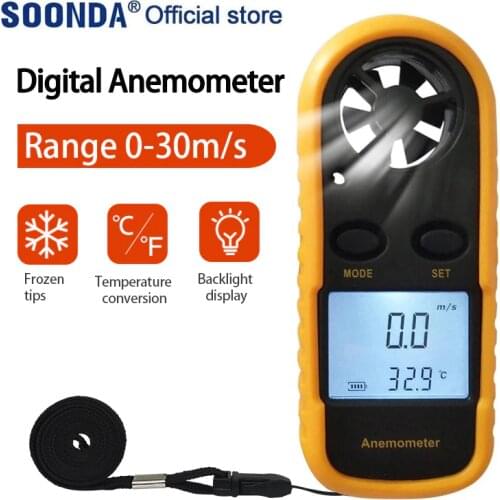 Mini Digital Anemometer LCD Handheld Air Flow Tester Wind Speed Meter Air Anemometer Measuring Wind Speed Temperature Gauge