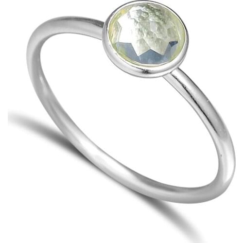 March Droplet Rings With Aqua Blue Crystal 100% 925 Sterling Silver Fine Jewelry Free Shipping