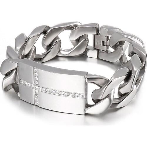 HAOLYNJOY Stainless steel Cubic Zirconia Mens Bracelet Hip Hop Trend Fashion Bracelet Jewelry