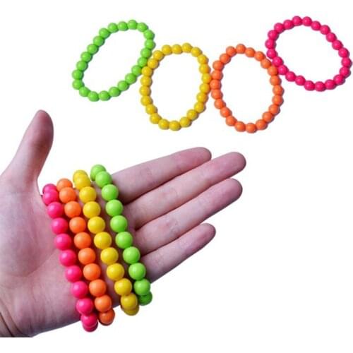 80s Women Rainbow Costume Accessories Set Include Rainbow Necklaces and Plastic Bracelets for Party Accessory