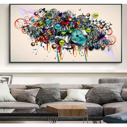 Wall Art Picture Canvas Printing Colorful Flower Picture Abstract Canvas Painting Love Painting Poster Living Room Printmaking