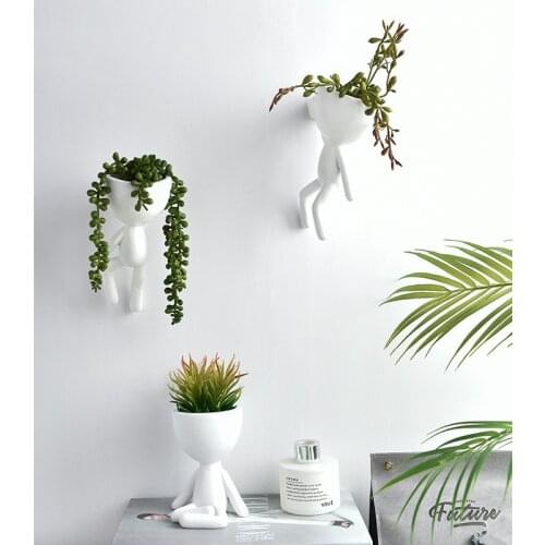 Nordic Style Wall Hanging Pot Portrait Vase Resin Flower Pot White Art Decorative Vases Living Room Home Decoration