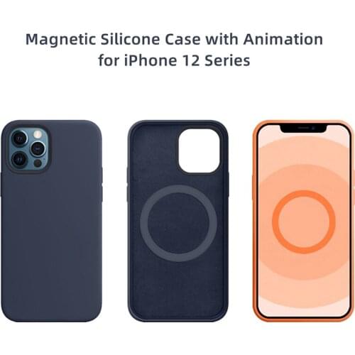 Official Magnetic Liquid Silicone Case For iPhone 12 Pro Max Cover For Magsafe With Animation Cover For iPhone 12 Mini With Box
