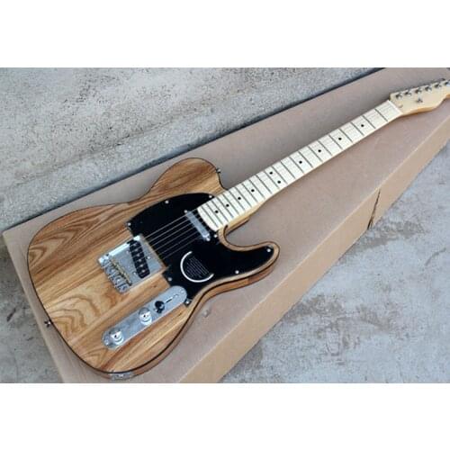 Factory Wholesale ASH Wood String-Thru-Body Electric Guitar with Black Pickguard,Chrome Hardwares,Offer Customized