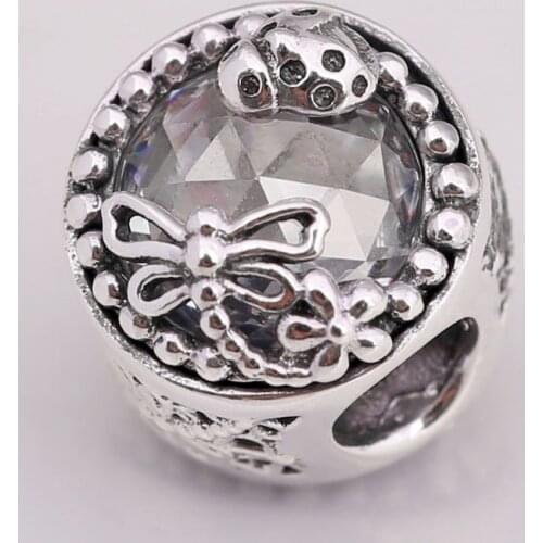 Original Enchanted Nature With Ladybirds & Dragonflies With Crystal Beads Fit 925 Sterling Silver Charm Bracelet Diy Jewelry