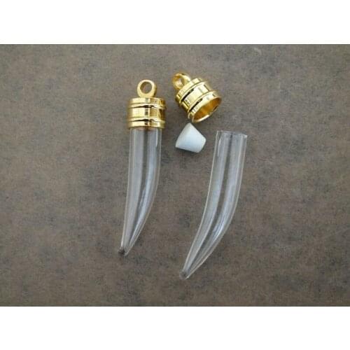 6mm Pepper shaped galss bottle pendant rice magic necklace golden cap 35x6mm