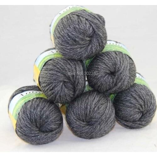 LOT of 6 BallsX50g Chunky Hand-woven Coarse Knitting Yarn Charcoal 208