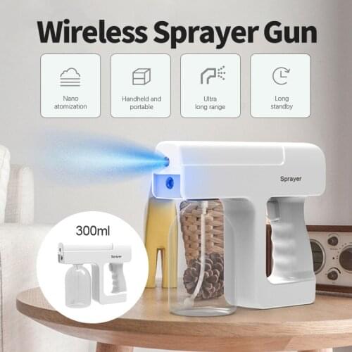 USB Nano Spray Gun Alcohol Sprayer Rechargeable Blue Light Nano Steam Atomizing Fogger Sterilization Disinfection Gun For Home