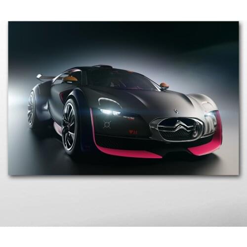Posters and Prints Black Car Supercars Citroen Survolt electric car vehicle Canvas Cloth Wall Art Painting for Living Room Decor