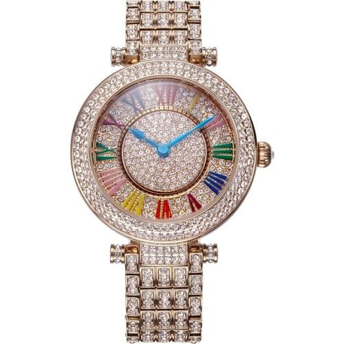 Luxury Davena Lady Woman Wrist Watch Elegant Rhinestone Fashion Hours Crystal Dress Bracelet Party Girl Birthday Christmas Gift