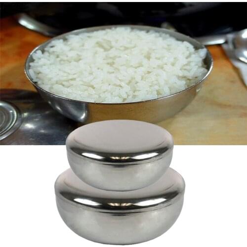 Korean Style Serving Bowl with Lid - for Soup, Cooked Food, Salads, Fruit, Rice and so on - Stainless Steel