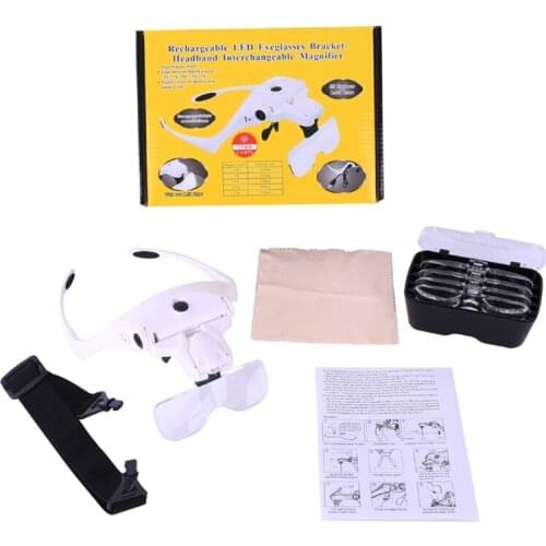 USB Rechargeable 5 Lens Magnifier Eyewear Bracket with Lights Magnifying Headset Glasses with Headband