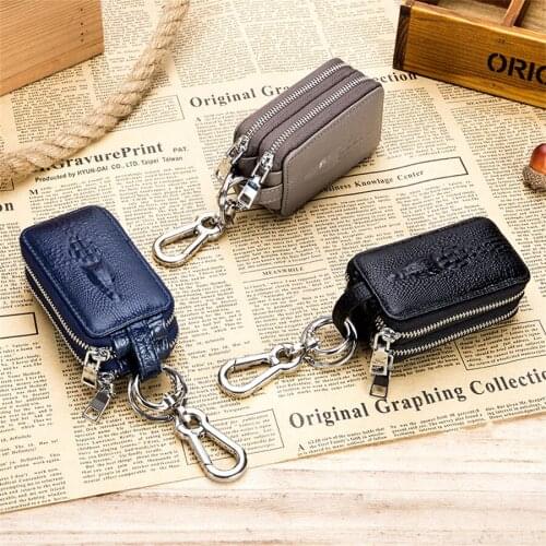 High Capacity Double Layer Alligator Pattern Car Key Purse Genuine Leather Popular Waist Hanging Key Wallet Card Holder F1118