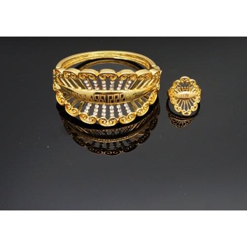Gold plating jewelry sets fine jewelry sets FASHION women bangel ring NEW design rhinestone bracelet with rhinestone