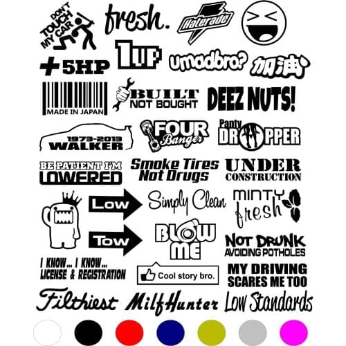 For 1Set JDM STICKER 15 RANDOM PACK/LOT DECAL VINYL CAR TUNER EURO LOW FUNNY DRIFT BOOST Car Styling