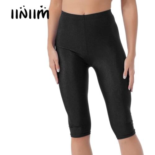 Womens Stretchy Calf Length Pants Sport Bottoms Pure Color Elastic Waistband Slim Fit Ladies Yoga Jogging Capris