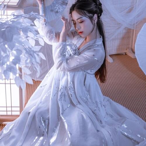Hanfu Women Chinese Traditional Costume Tops+Skirt/Coat Set Ancient Dance Costume Stage Fairy Costume Female Hanfu Dress BL3272