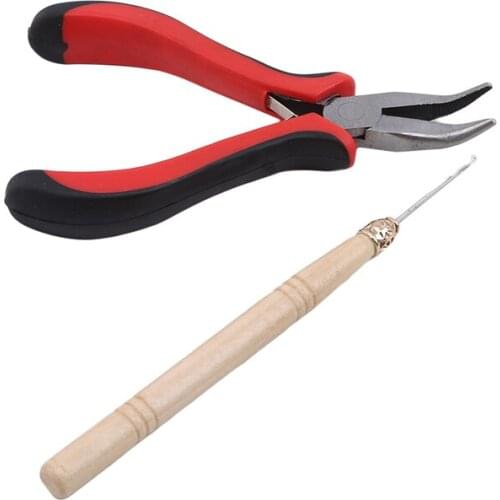 1Set Of Bend Tip Plier DIY Hair Extension Tool Clip Plier For Micro rings/links/beads & Feather Hair Extension