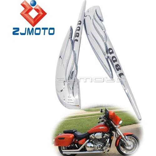 1 Pair Motorcycle 3D ABS Plastic Chrome Fuel Gas Tank Badge Emblem Fairing Decal Sticker Custom For Honda VTX1800 VTX 1800