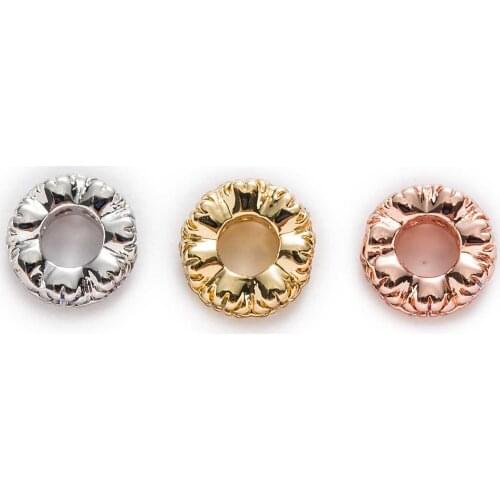 1 Piece Micro Inlays Zircon Flower Shaped Copper Beads For Jewelry Making Women Children DIY Bracelet Necklace Findings 6x3mm