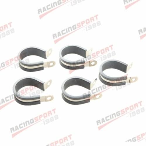 5PCS Cushioned Hose Mounting Clamp Loop Strap 304 Stainless Steel 1 3/4" Black
