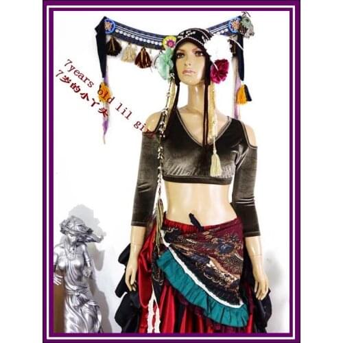 Velvet Fat Chance Tribal Choli belly dance Drop long sleeve top FA25