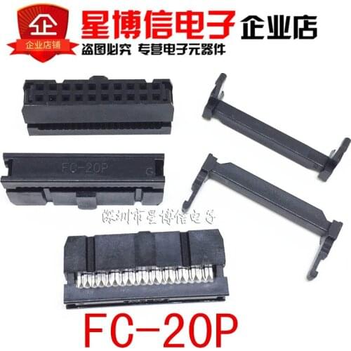 Free shipping 100PCS/set IDC FC-20P 2.54mm connector 20-pin cable socket 20P 2X10P