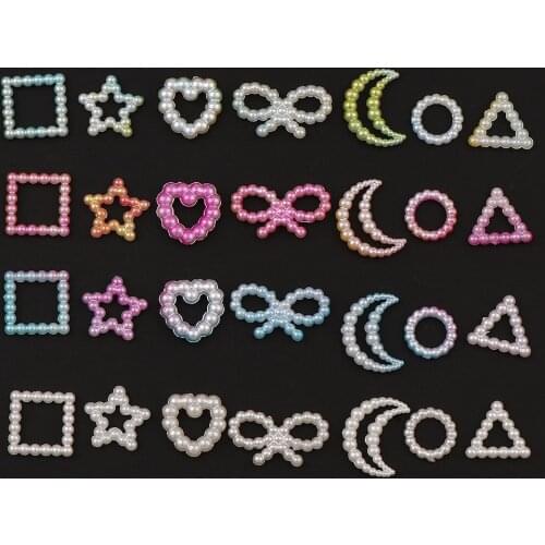 20g Mix Style Colorful Star Heart Moon Half ABS Imitation Pearl Beads Hollow Flower Flat Back Scrapbook Craft DIY Jewelry