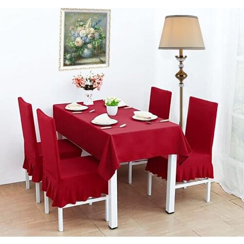 Solid Color Chair Cover With Skirt Spandex Elastic Dining Chair Slipcover Removable Dustproof Furniture Case For Banquet Wedding