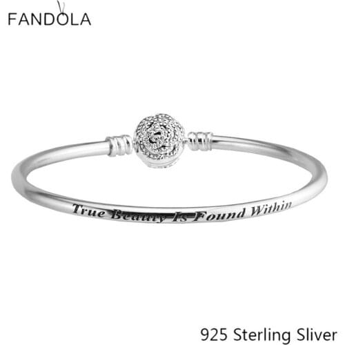 CKK 925 Sterling Silver Beauty & The Beast Bangle Original Fashion Jewelry DIY Making Anniversary Gift