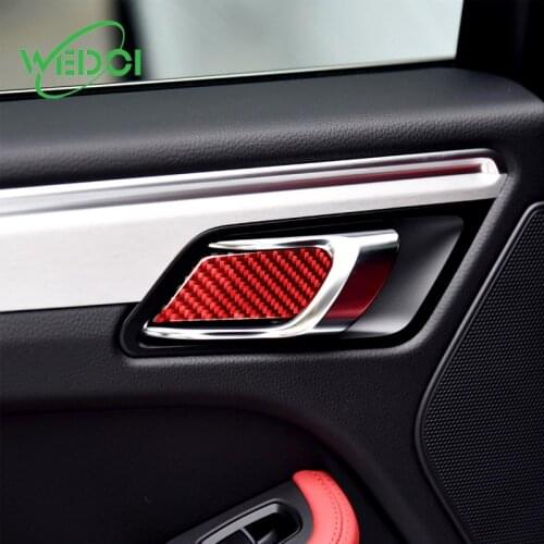 Carbon Fiber Car Door Handle Frame Decorative Sticker for Porsche Macan Carbon Fiber Car Interior Protection Sticker