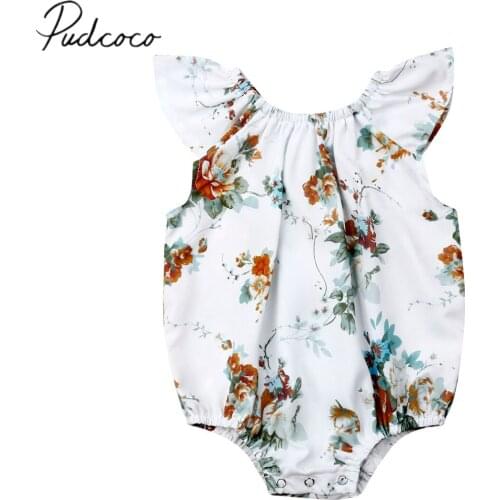 2019 Baby Summer Clothing Newborn Kids Baby Girl Boys Bodysuits Headband 2pcs Ruffles Short Sleeve Flower Jumpsuits Clothes