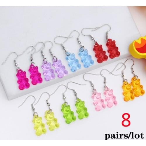 2-8 Pairs/lot Fashion Acrylic Bear Butterfly Mushroom High Heels Flowers Earring Pendant Suitable for Girls Or Ladies Gifts