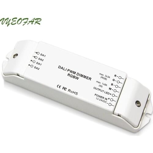 Constant Voltage 4 Channels RGBW Led DALI Dimming Driver ,12V-24v RGB:3A/CH*3 W:9A/CH*1 4096 Levels 144W DALI Power Driver