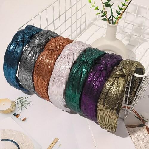 Elegant Cloth Cross Hairband Headband Turban for Women Girls Lady Wide Bright Silk Fabric Hair Hoop Bezel Headwear Accessories