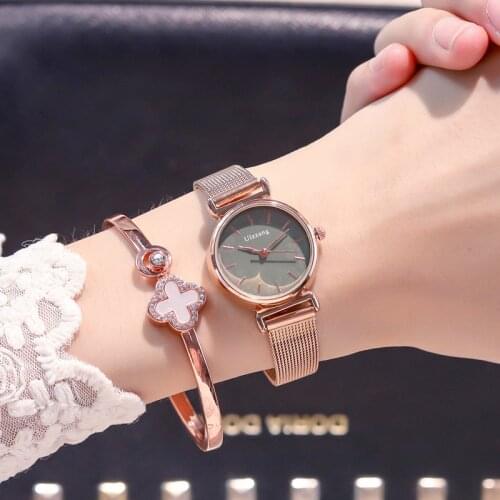 Elegant Flower Dial Ladies Wristwatches 2021 Ulzzang Fashion Brand Small Women Quartz Watches Qualities Mesh Strap Female Clock