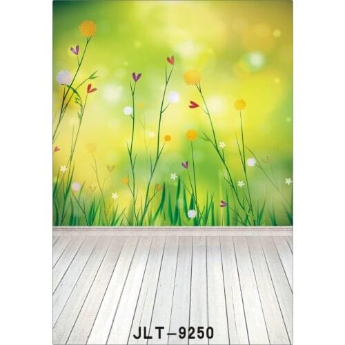 Backgrounds for Photo Studio Green Screen Spring Flowers Wooden Computer Printed Photography Backdrops for Wedding Baby Newborn