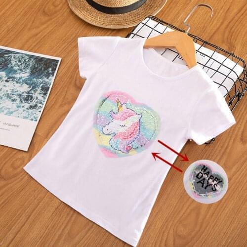 Girls Boys Unicorn T-Shirt Summer Short Sleeve Cartoon Pattern Tops For 3 4 5 6 7 8 Year Kids Children Birthday Party Tees Shirt