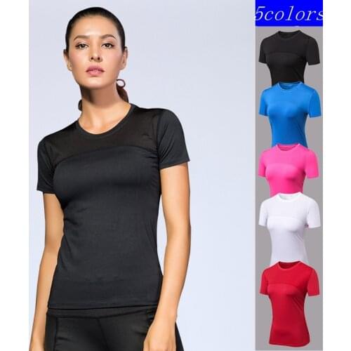 New Sport Running T Shirt for Women Dry Quick Gym Yoga Shirt Ladies Fitness Short Sleeve T-shirt Jogging Running Tops