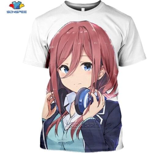 SONSPEE Anime The Quintessential Quintuplets 3D Print Tshirt Men Casual T Shirt Women Summer Short Sleeve Top Gym Clothing
